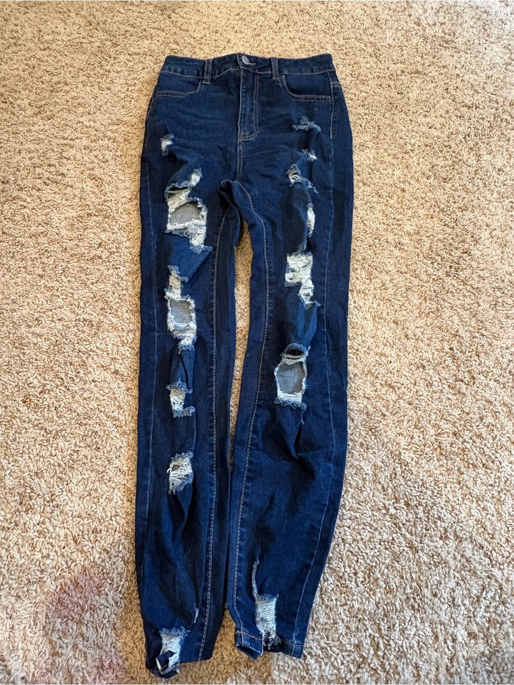 NWOT SHEIN Dark Blue Ripped High-Rise Skinny Jeans